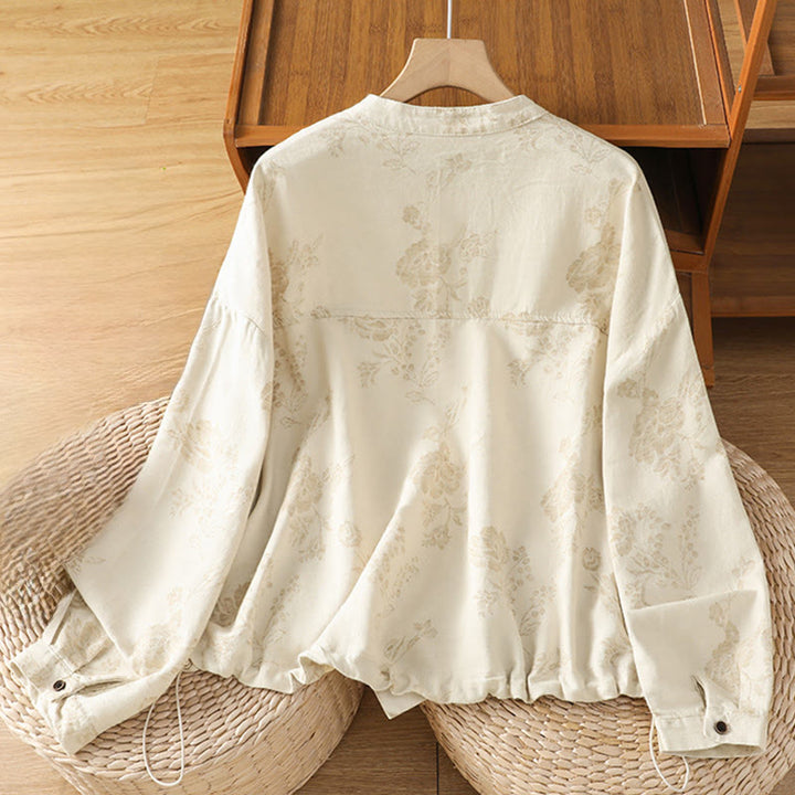 Camicia casual da donna in poliestere a maniche lunghe con motivo stampato Buddha Stones - image 11