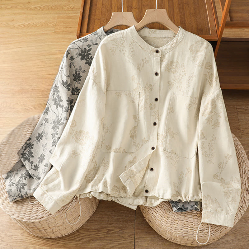 Camicia casual da donna in poliestere a maniche lunghe con motivo stampato Buddha Stones - image 21