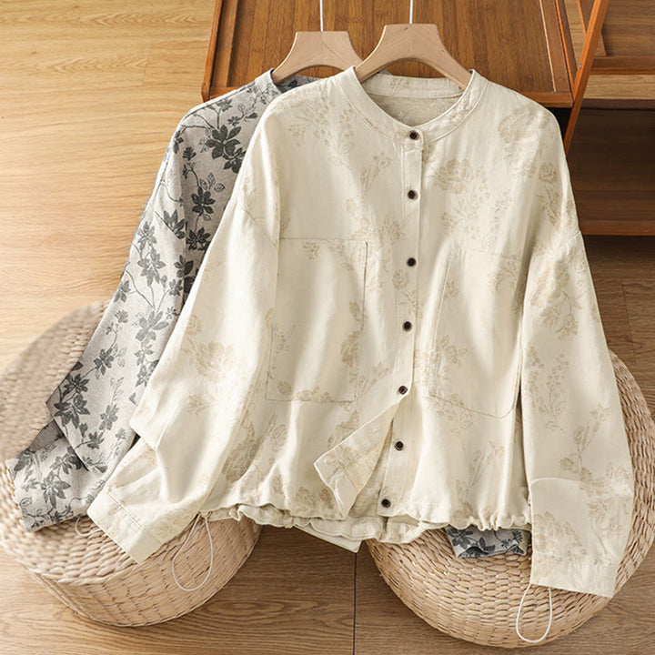 Camicia casual da donna in poliestere a maniche lunghe con motivo stampato Buddha Stones - image 21