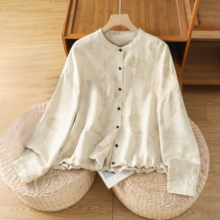 Camicia casual da donna in poliestere a maniche lunghe con motivo stampato Buddha Stones - PapayaWhip - US14, UK/AU18, EU46 (2XL) - image 10