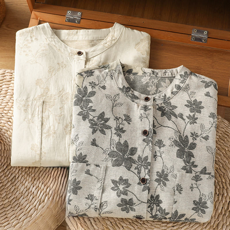 Camicia casual da donna in poliestere a maniche lunghe con motivo stampato Buddha Stones - image 22