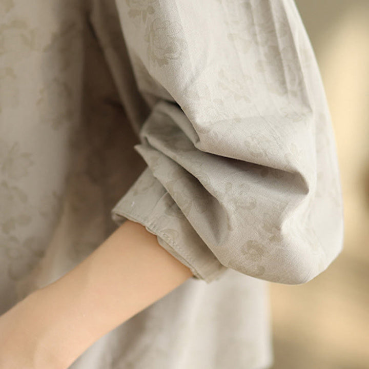 Camicia casual da donna in poliestere a maniche lunghe con fiori ricamati Buddha Stones - image 6