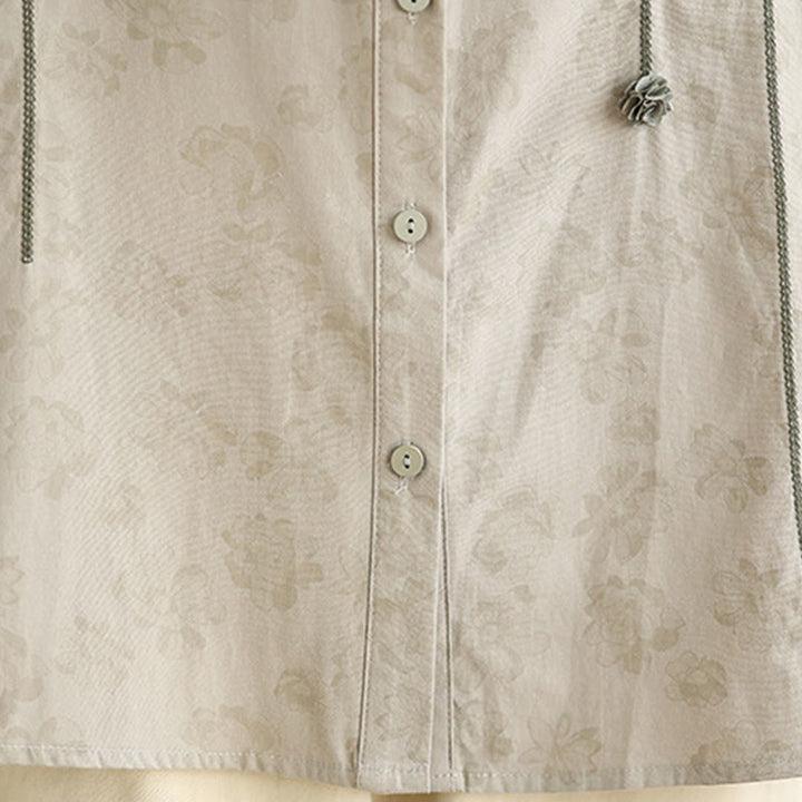 Camicia casual da donna in poliestere a maniche lunghe con fiori ricamati Buddha Stones - image 19
