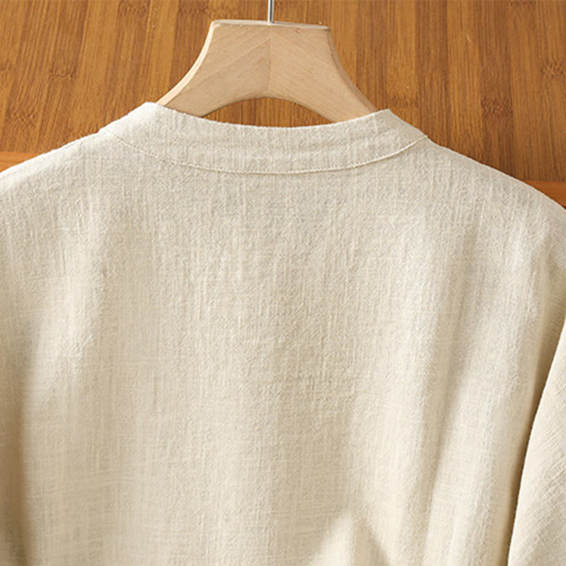 Camicia casual da donna in cotone e poliestere con maniche lunghe e bottoni a rana, Buddha Stones, con tasche - image 7