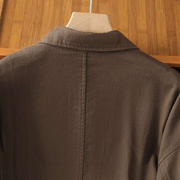 Camicia casual da donna in cotone e poliestere con maniche lunghe e collo alto, Buddha Stones, con tasche - image 3