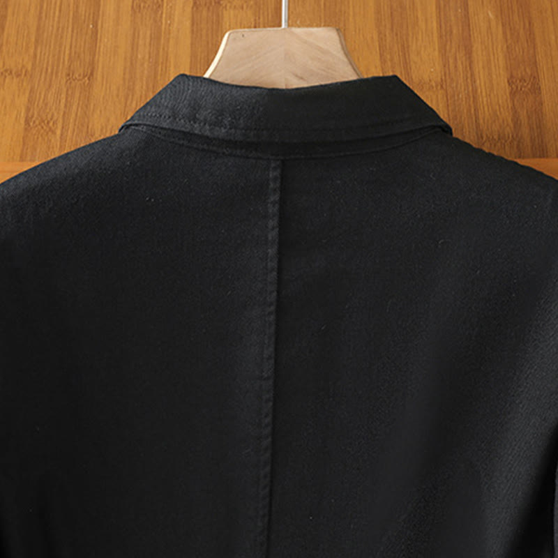 Camicia casual da donna in cotone e poliestere con maniche lunghe e collo alto, Buddha Stones, con tasche - image 12