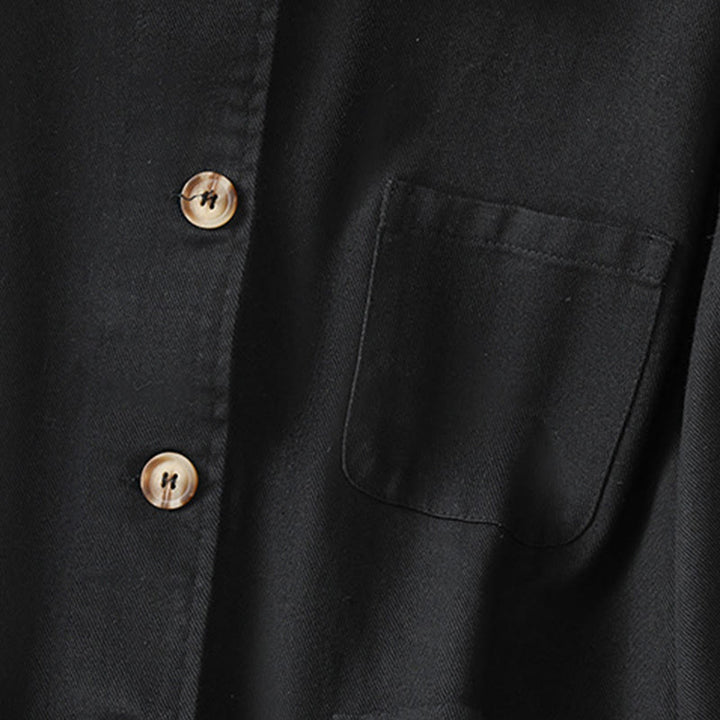 Camicia casual da donna in cotone e poliestere con maniche lunghe e collo alto, Buddha Stones, con tasche - image 15