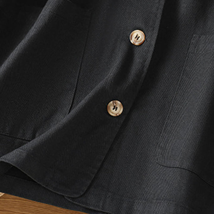 Camicia casual da donna in cotone e poliestere con maniche lunghe e collo alto, Buddha Stones, con tasche - image 13