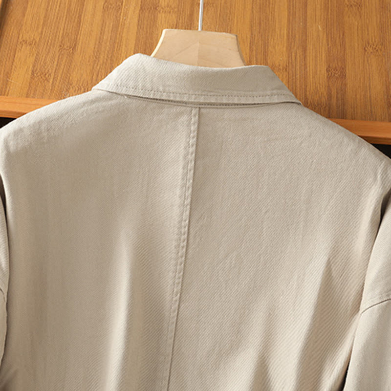 Camicia casual da donna in cotone e poliestere con maniche lunghe e collo alto, Buddha Stones, con tasche - image 25