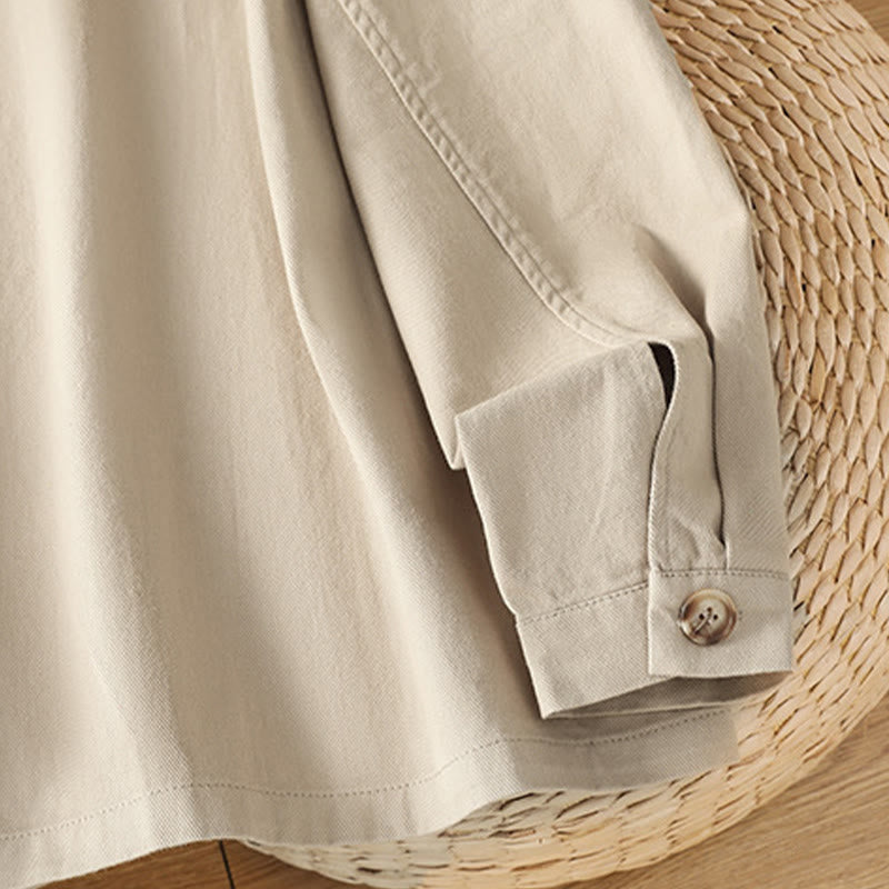 Camicia casual da donna in cotone e poliestere con maniche lunghe e collo alto, Buddha Stones, con tasche - image 26