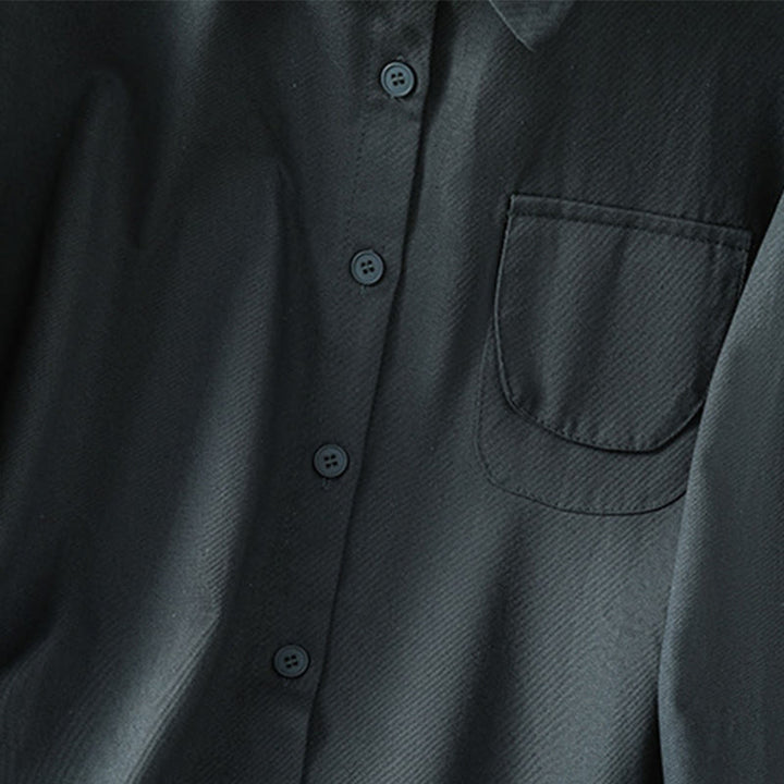 Buddha Stones Camicia casual da donna in cotone con maniche lunghe e collo alto e tasche - image 2