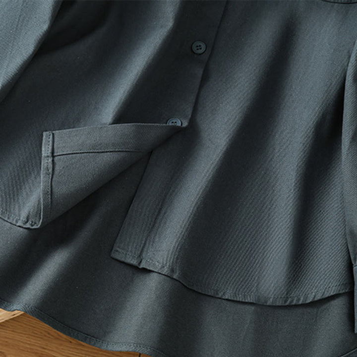 Buddha Stones Camicia casual da donna in cotone con maniche lunghe e collo alto e tasche - image 6