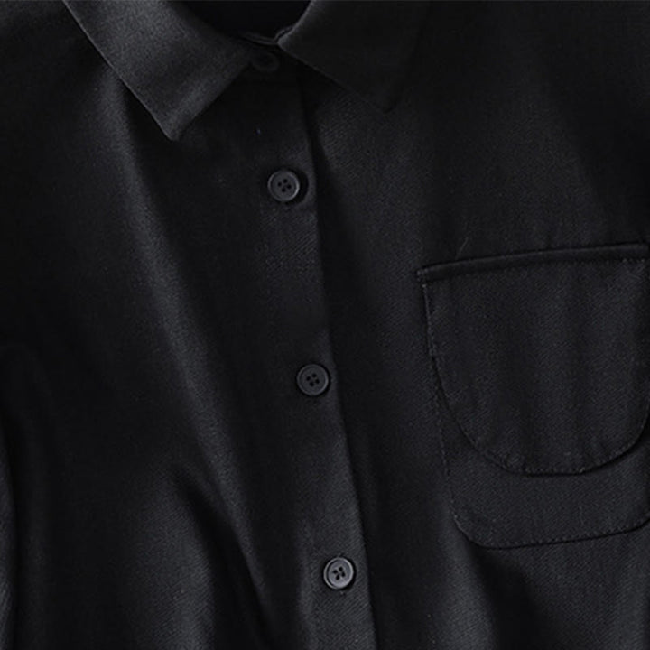 Buddha Stones Camicia casual da donna in cotone con maniche lunghe e collo alto e tasche - image 12