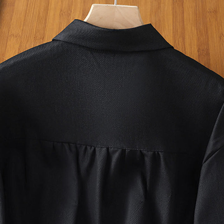 Buddha Stones Camicia casual da donna in cotone con maniche lunghe e collo alto e tasche - image 11