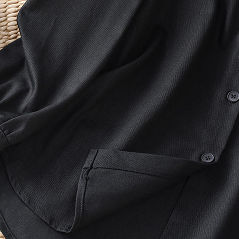 Buddha Stones Camicia casual da donna in cotone con maniche lunghe e collo alto e tasche - image 17