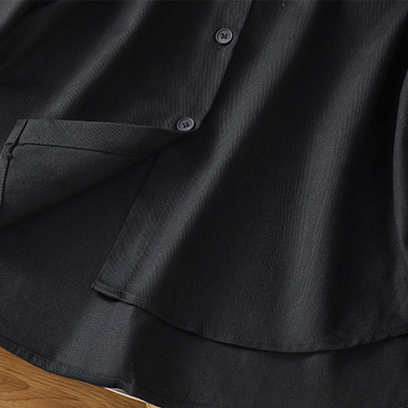 Buddha Stones Camicia casual da donna in cotone con maniche lunghe e collo alto e tasche - image 15