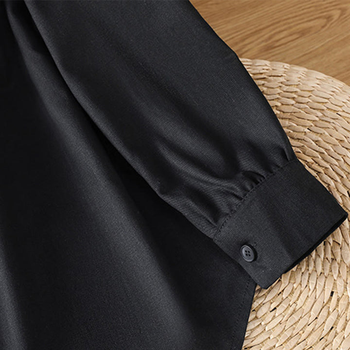 Buddha Stones Camicia casual da donna in cotone con maniche lunghe e collo alto e tasche - image 16