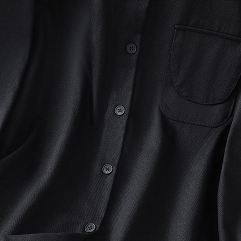 Buddha Stones Camicia casual da donna in cotone con maniche lunghe e collo alto e tasche - image 13