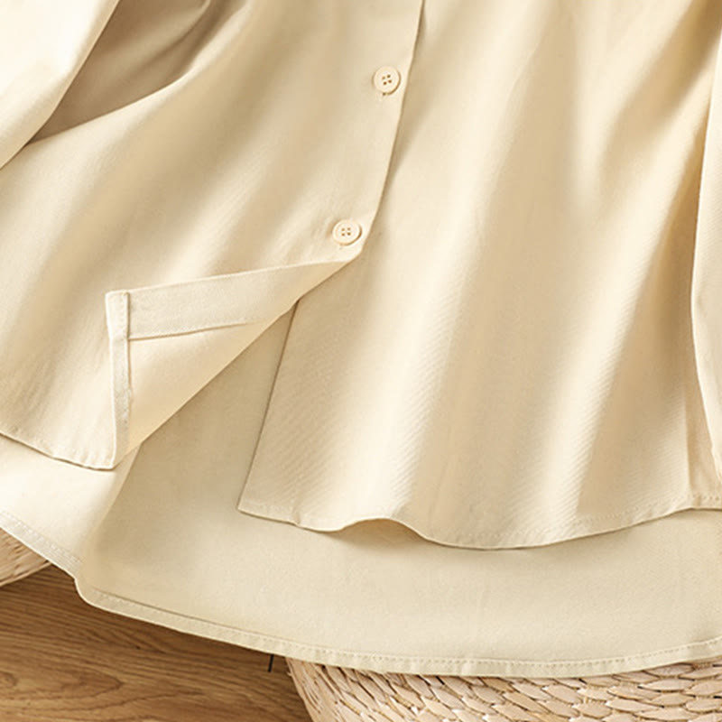 Buddha Stones Camicia casual da donna in cotone con maniche lunghe e collo alto e tasche - image 21