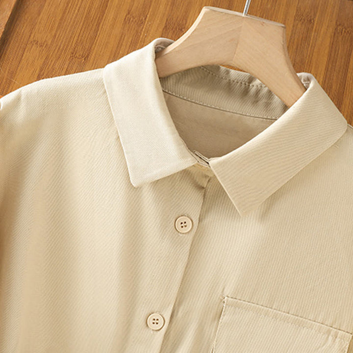 Buddha Stones Camicia casual da donna in cotone con maniche lunghe e collo alto e tasche - image 20