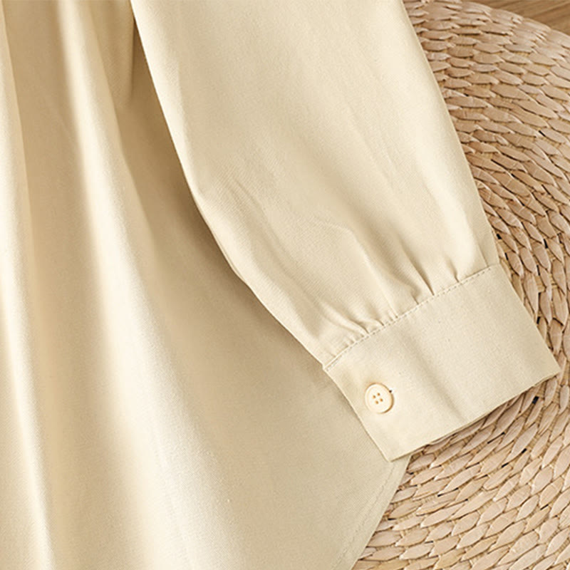 Buddha Stones Camicia casual da donna in cotone con maniche lunghe e collo alto e tasche - image 26