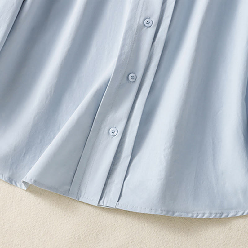 Buddha Stones Camicia casual da donna in cotone con revers in pizzo e maniche lunghe - image 5