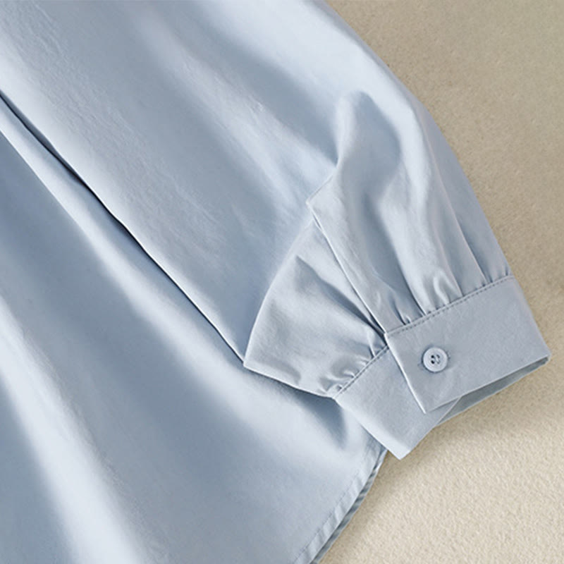 Buddha Stones Camicia casual da donna in cotone con revers in pizzo e maniche lunghe - image 7