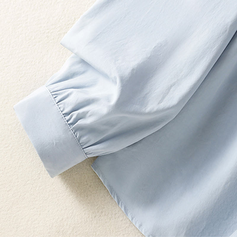 Buddha Stones Camicia casual da donna in cotone con revers in pizzo e maniche lunghe - image 8