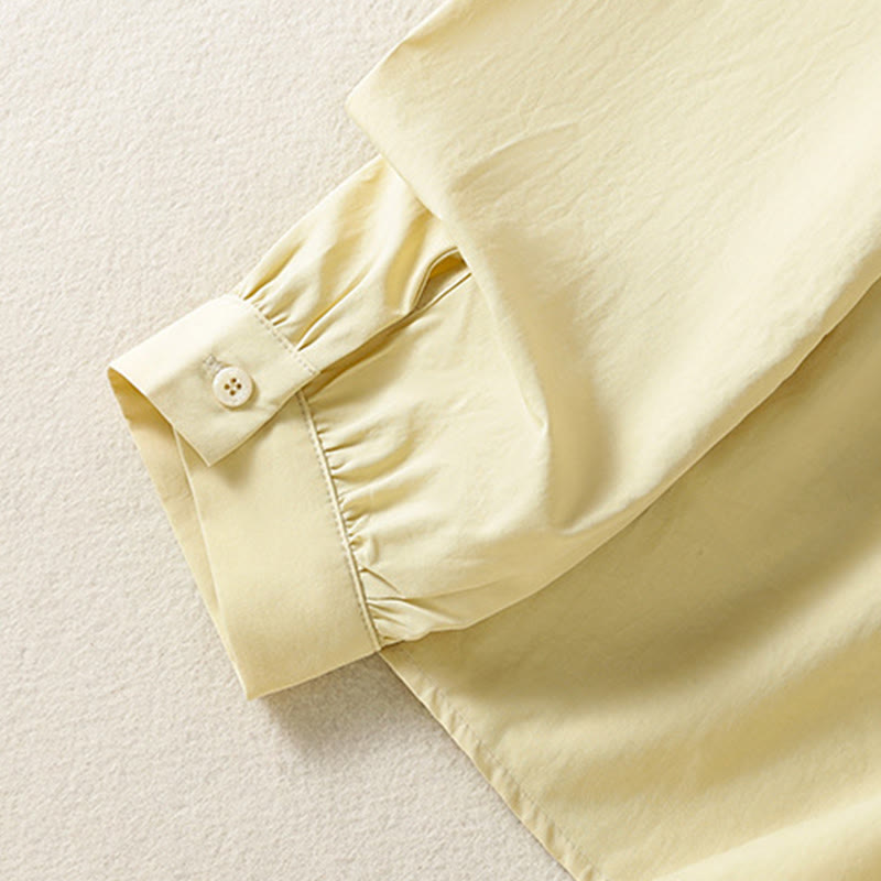 Buddha Stones Camicia casual da donna in cotone con revers in pizzo e maniche lunghe - image 15