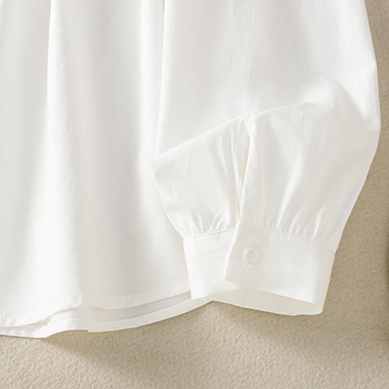 Buddha Stones Camicia casual da donna in cotone con revers in pizzo e maniche lunghe - image 23