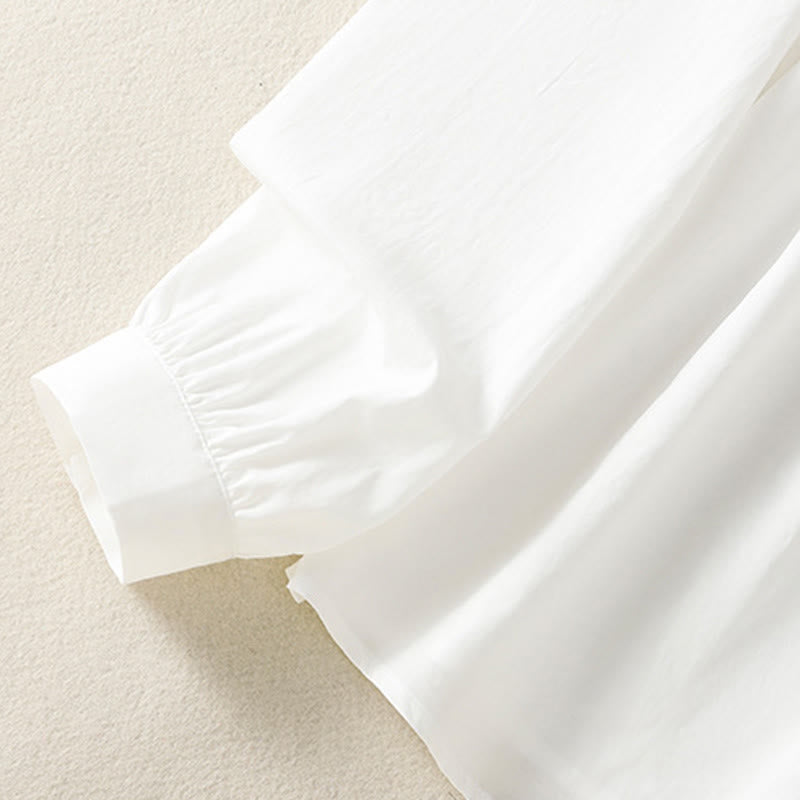 Buddha Stones Camicia casual da donna in cotone con revers in pizzo e maniche lunghe - image 24