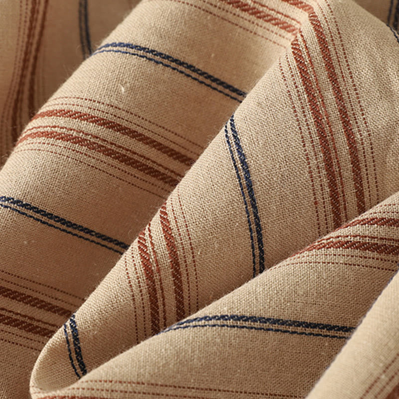 Camicia da donna in poliestere a maniche lunghe con strisce retrò casual Buddha Stones - image 11