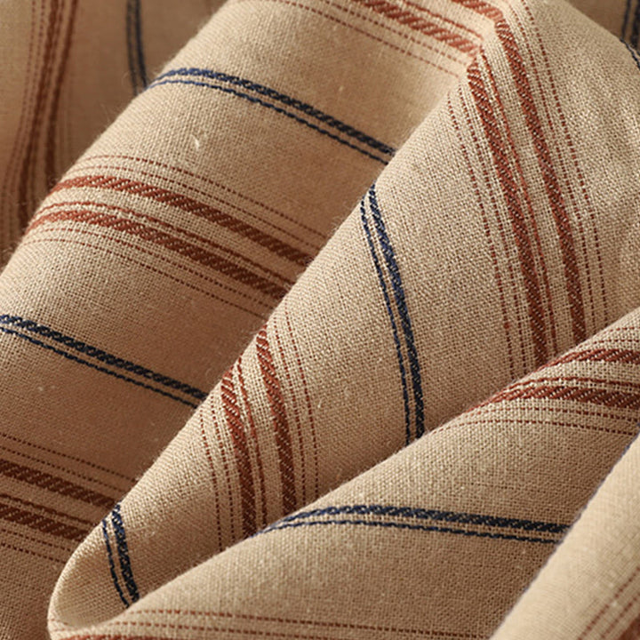 Camicia da donna in poliestere a maniche lunghe con strisce retrò casual Buddha Stones - image 11