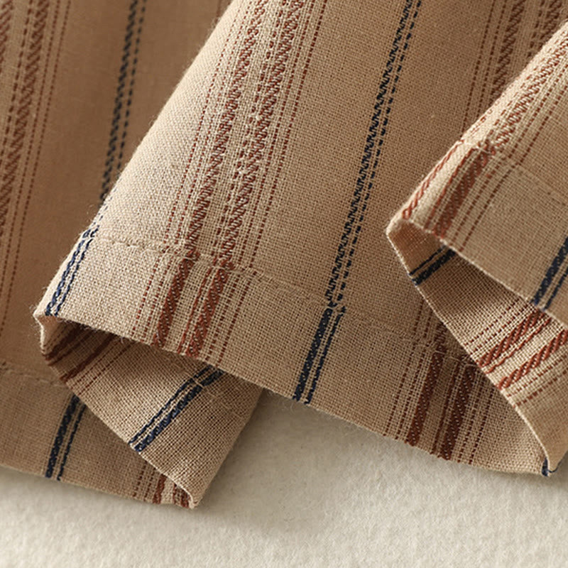 Camicia da donna in poliestere a maniche lunghe con strisce retrò casual Buddha Stones - image 9