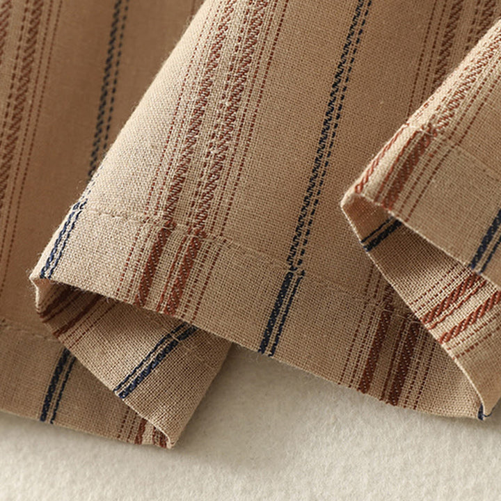 Camicia da donna in poliestere a maniche lunghe con strisce retrò casual Buddha Stones - image 9