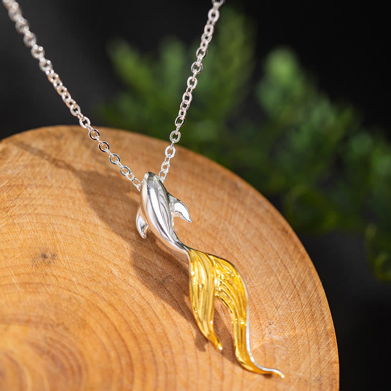 Collana con ciondolo portafortuna a forma di pesce koi dorato in argento sterling 925 Buddha Stones - image 1
