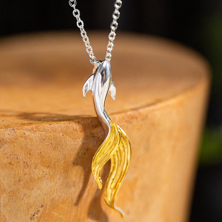 Collana con ciondolo portafortuna a forma di pesce koi dorato in argento sterling 925 Buddha Stones - image 3