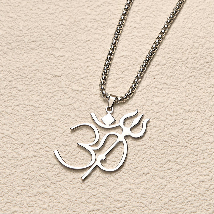 Collana con ciondolo in acciaio inossidabile con simbolo OM e tridente Buddha Stones - image 9