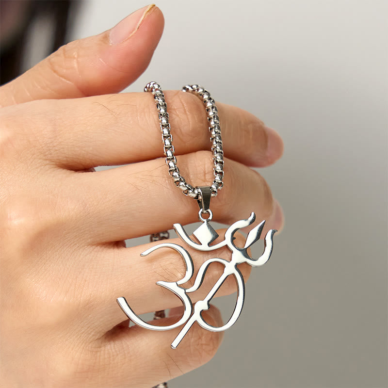 Collana con ciondolo in acciaio inossidabile con simbolo OM e tridente Buddha Stones - image 11