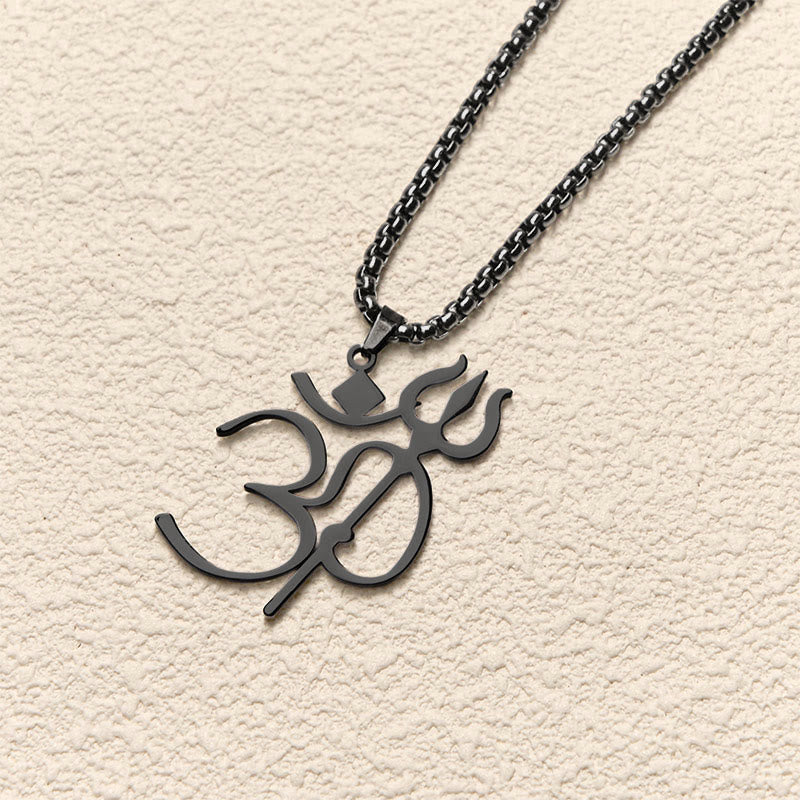Collana con ciondolo in acciaio inossidabile con simbolo OM e tridente Buddha Stones - image 15
