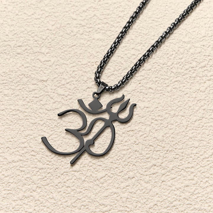 Collana con ciondolo in acciaio inossidabile con simbolo OM e tridente Buddha Stones - image 15
