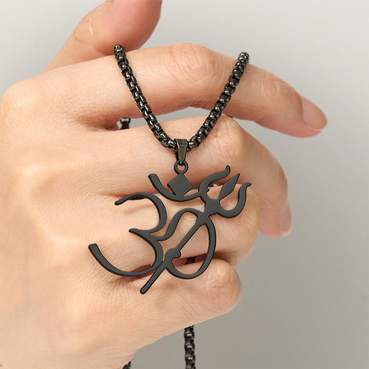 Collana con ciondolo in acciaio inossidabile con simbolo OM e tridente Buddha Stones - image 17