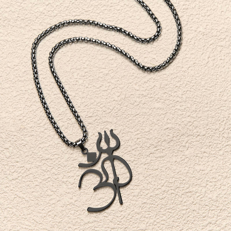 Collana con ciondolo in acciaio inossidabile con simbolo OM e tridente Buddha Stones - image 16
