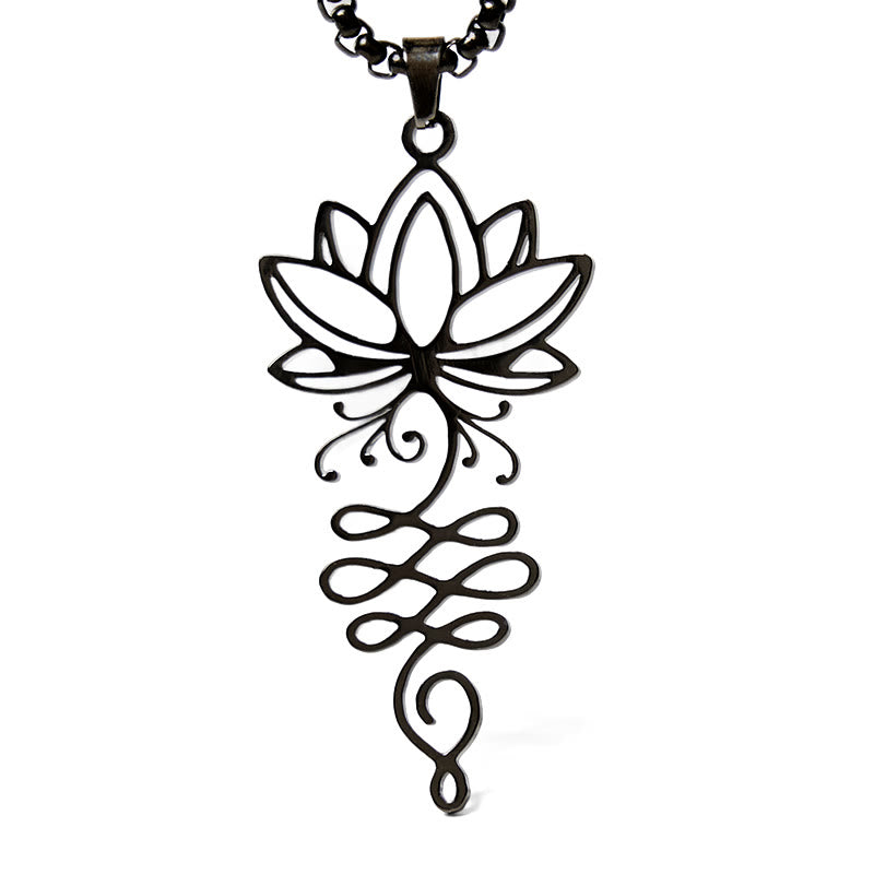 Collana con ciondolo dell'illuminazione in acciaio inossidabile con Buddha Stones viticci di loto, simbolo dei chakra - image 14
