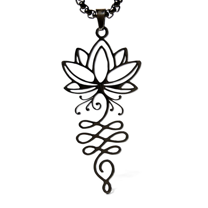 Collana con ciondolo dell'illuminazione in acciaio inossidabile con Buddha Stones viticci di loto, simbolo dei chakra - image 14