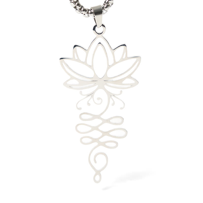 Collana con ciondolo dell'illuminazione in acciaio inossidabile con Buddha Stones viticci di loto, simbolo dei chakra - image 5