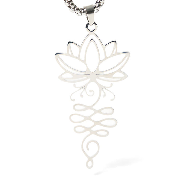 Collana con ciondolo dell'illuminazione in acciaio inossidabile con Buddha Stones viticci di loto, simbolo dei chakra - image 5