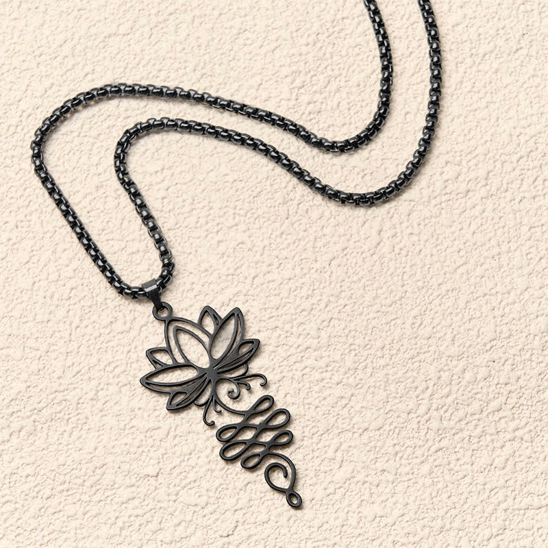 Collana con ciondolo dell'illuminazione in acciaio inossidabile con Buddha Stones viticci di loto, simbolo dei chakra - image 12