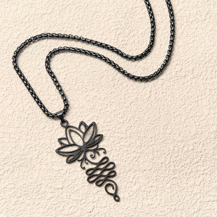 Collana con ciondolo dell'illuminazione in acciaio inossidabile con Buddha Stones viticci di loto, simbolo dei chakra - image 12