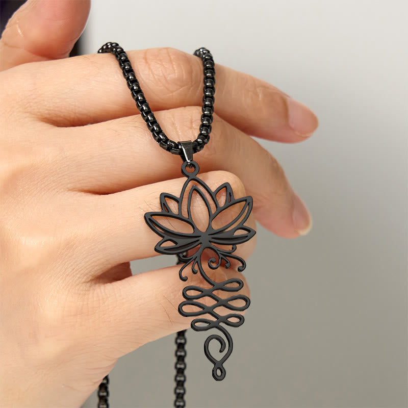 Collana con ciondolo dell'illuminazione in acciaio inossidabile con Buddha Stones viticci di loto, simbolo dei chakra - image 13